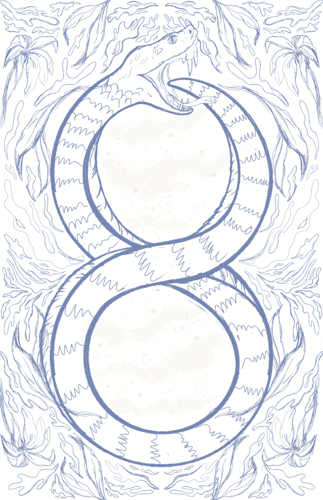 A sketch of an illustration of a snake eating its own tail.